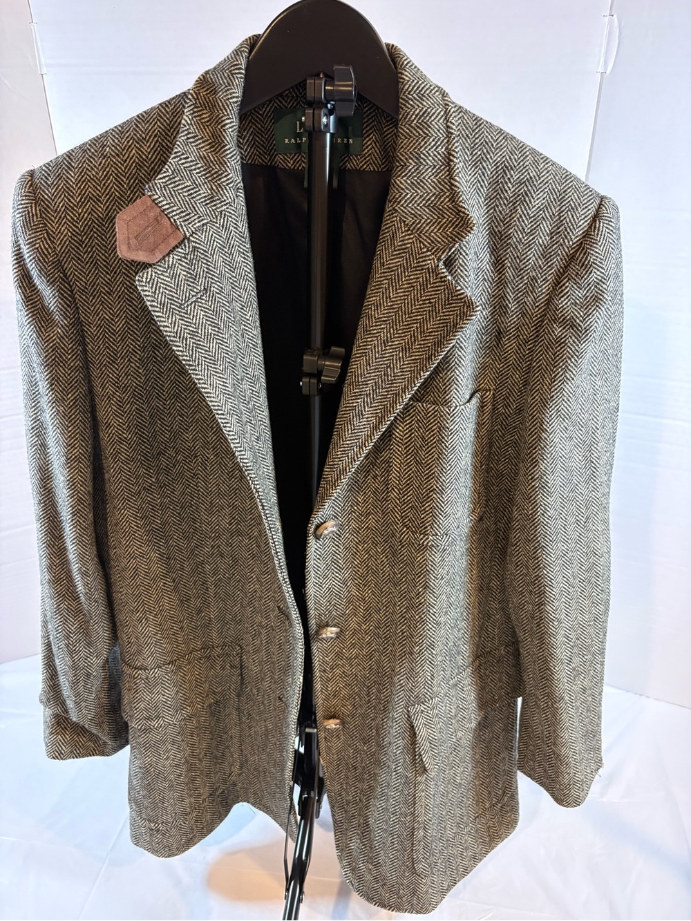 Ralph Lauren Brown Herringbone Wool-Blend Women's Blazer